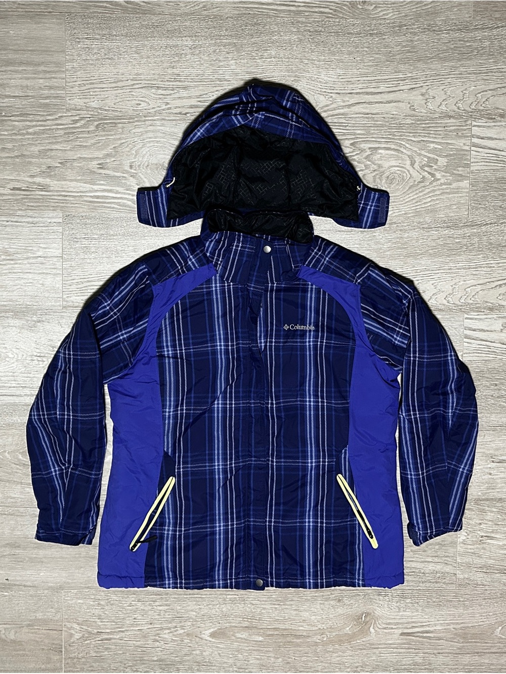 Columbia Blue Plaid Hooded Jacket